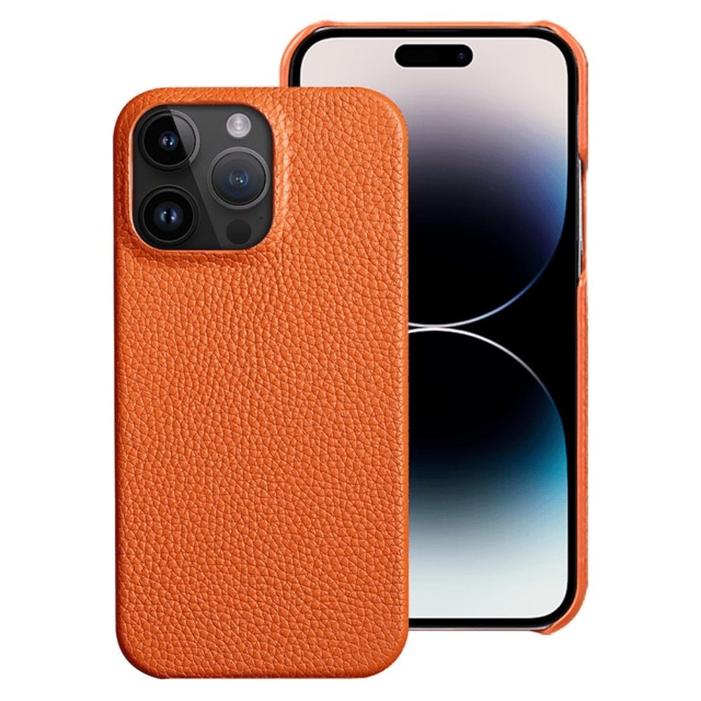 Kate McEnroe New York Genuine Cowhide Leather iPhone 14 Pro, Plus, Pro Max Cases Mobile Phone Cases for iPhone 14 Plus / Orange IP14PL-GCHLPC-OR