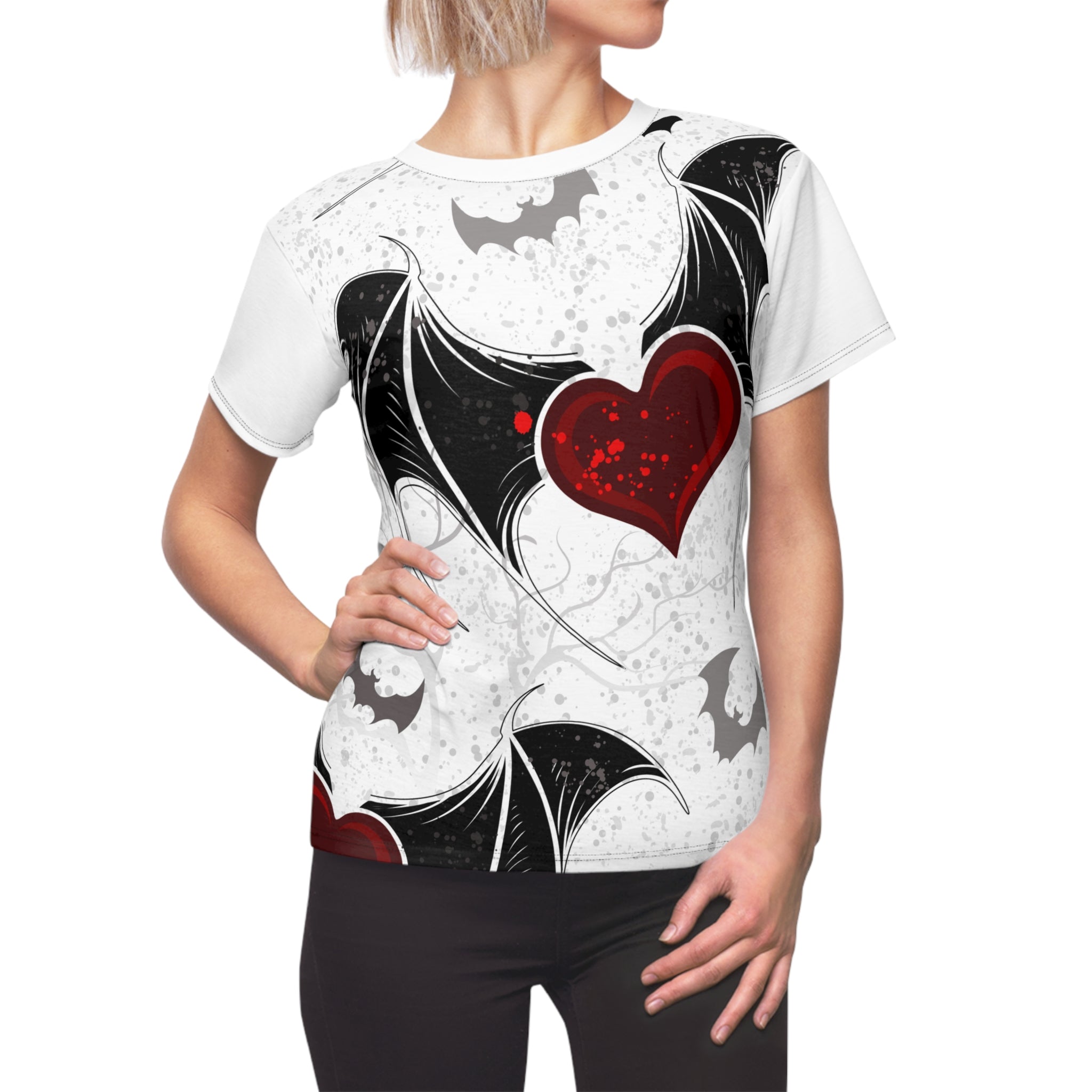 Kate McEnroe New York Gothic Bat Wing Heart T-Shirt, Dark Romantic Alt Fashion Tee, Punk Rock Vampire Aesthetic ShirtT-Shirts3549431218