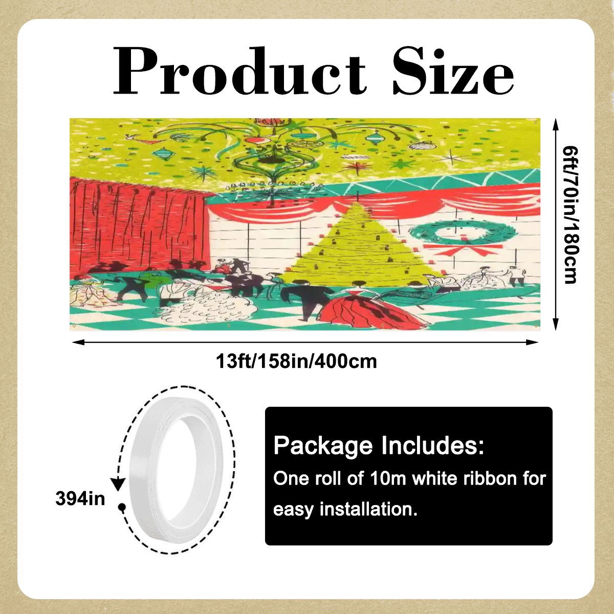 Kate McEnroe New York Grand Christmas Ballroom Dance Garage Door Banner, Mid Century Modern Holiday Party Outdoor DecorGarage Door BanneroW2f3v6Zxc