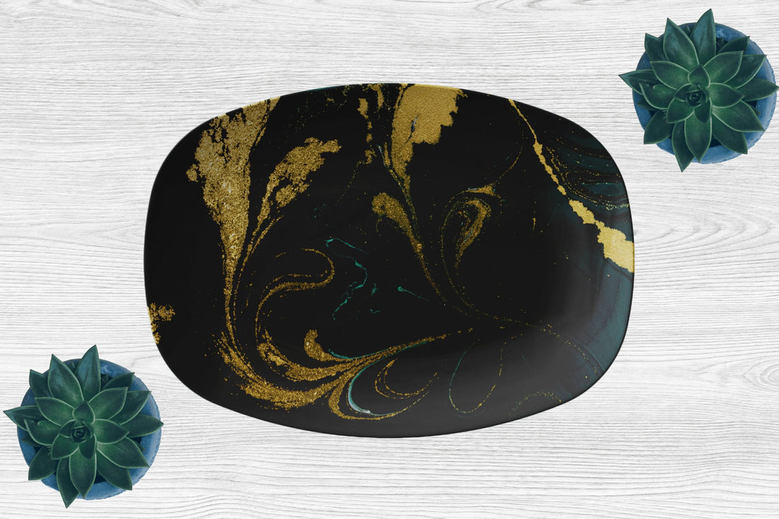Kate McEnroe New York Green and Gold Marble PlatterServing PlattersP21 - GGL - MAR - 51