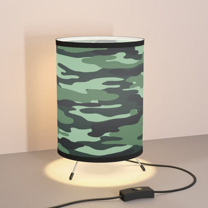 Kate McEnroe New York Green Camo Tripod Table Lamp For Boys Room, Night Light, Table Lamp for Dorm Room, Home Decor Lamps