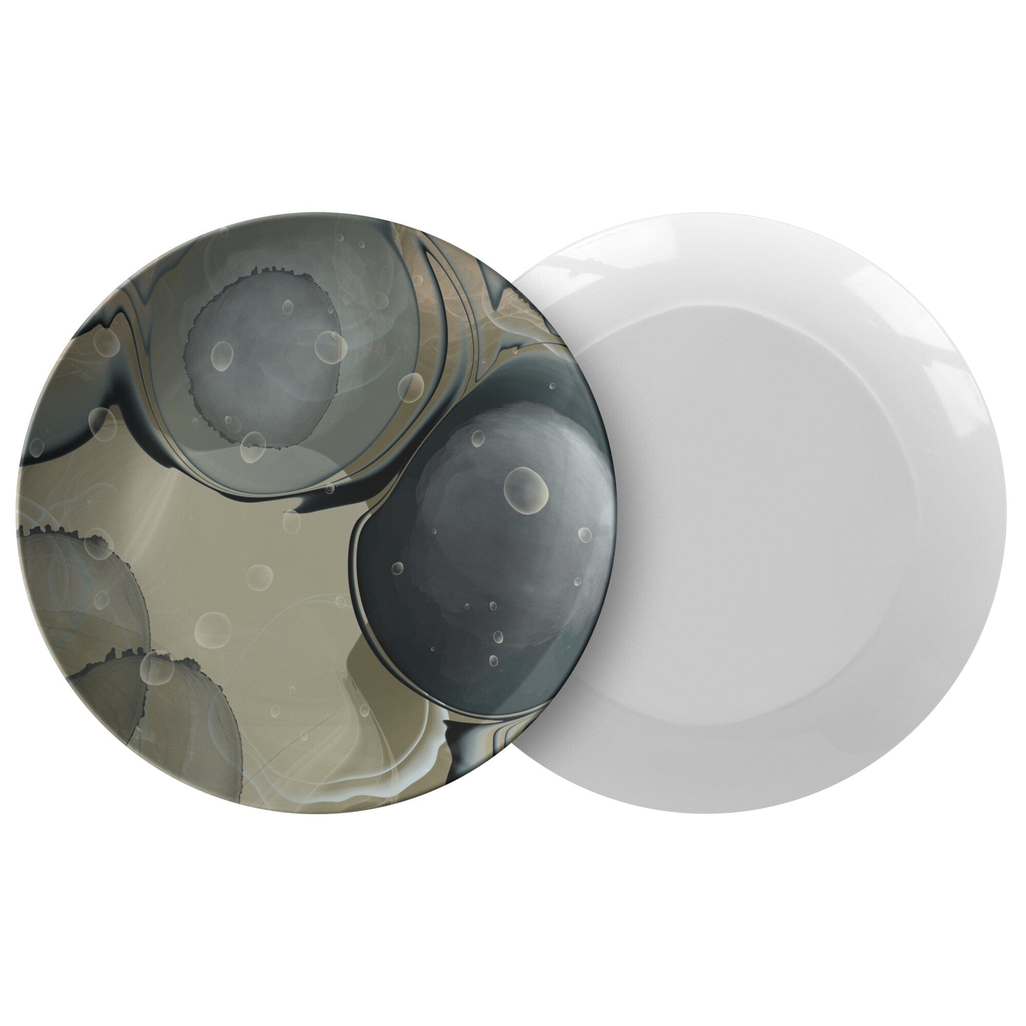 Kate McEnroe New York Green &amp; Gray Marble Swirl Dinner Plate!PlatesP20 - MAR - PUR - 73S