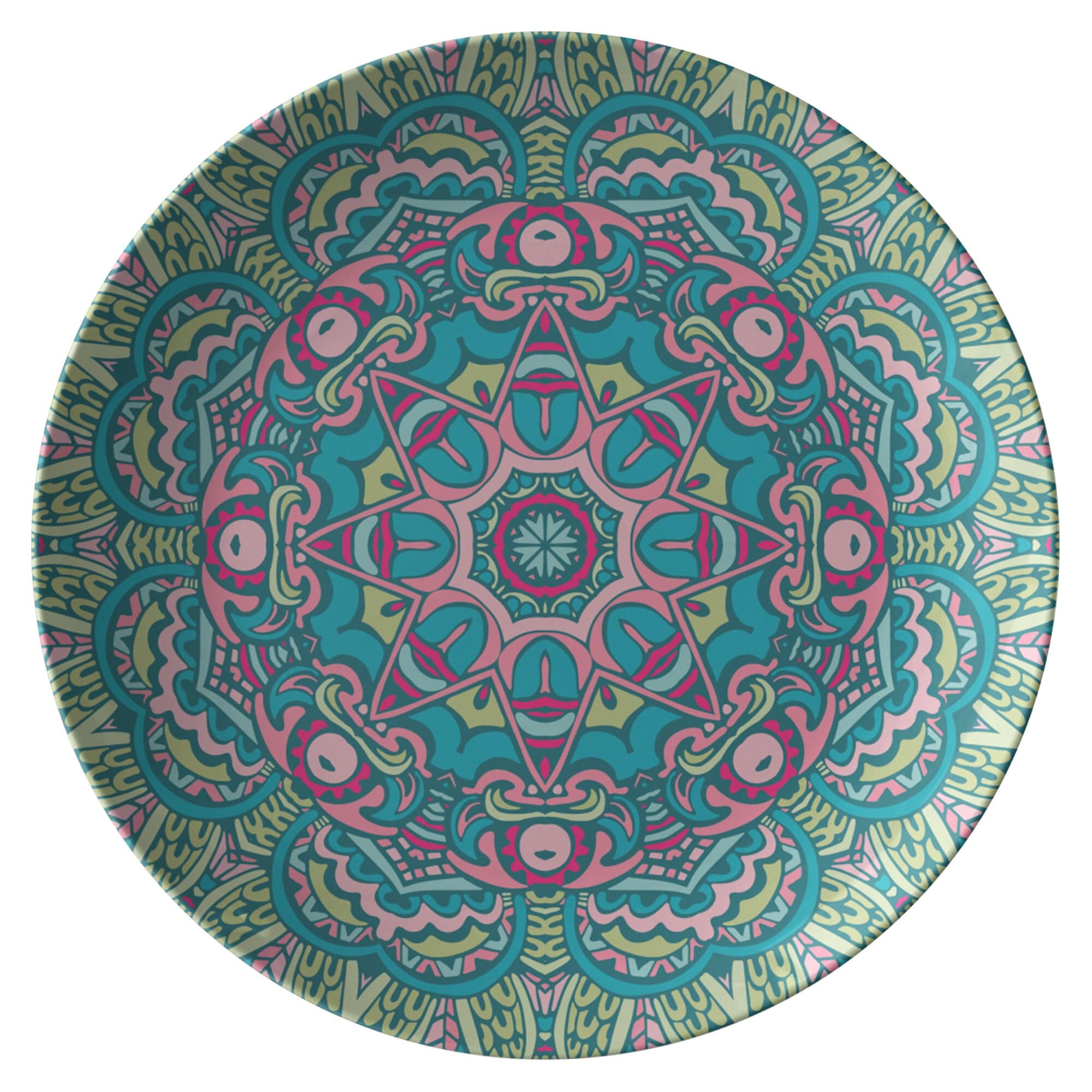 Kate McEnroe New York Green &amp; Pink Mandala Dinnerware Plate Set Plates