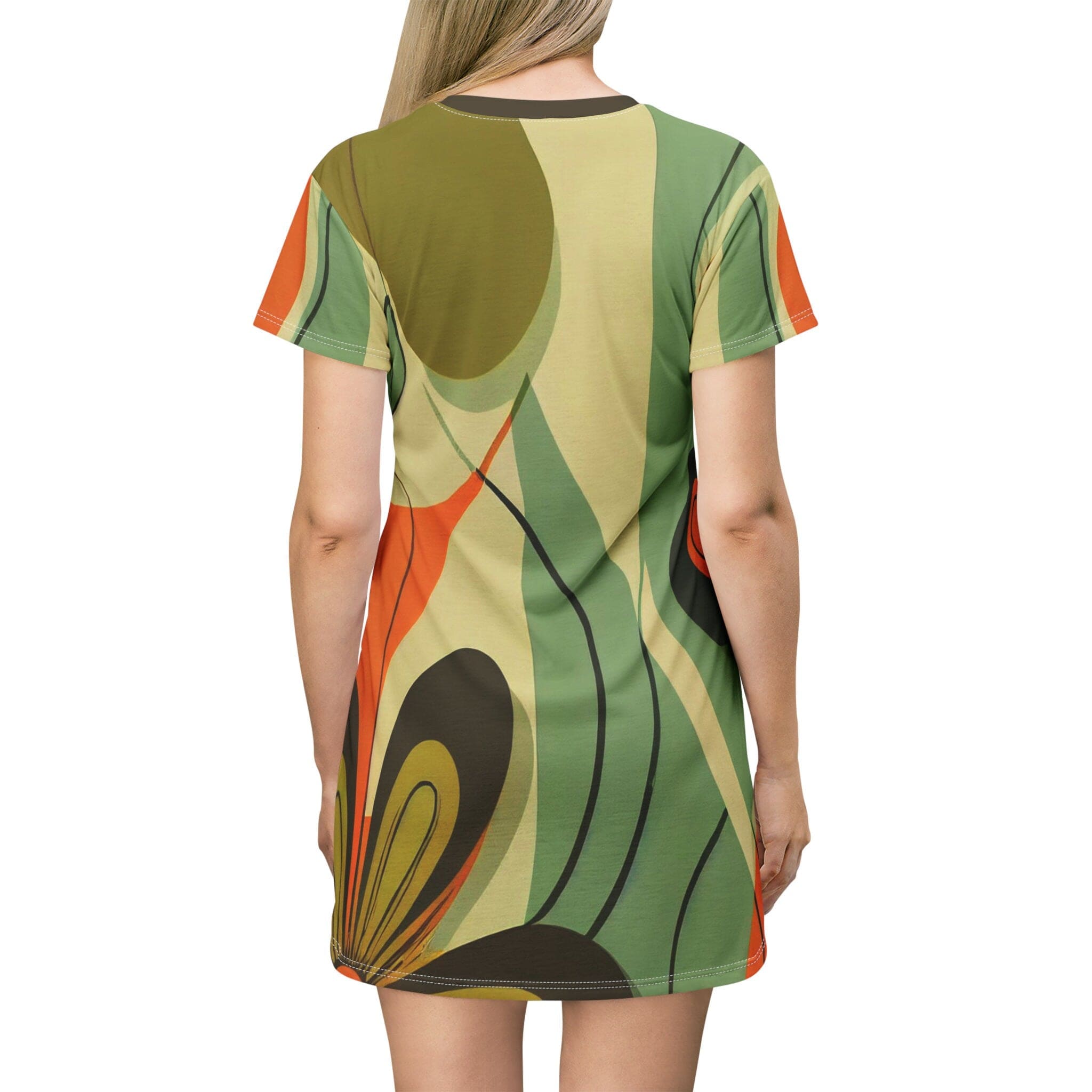 Kate McEnroe New York Groovy 60s, 70s MCM Retro Hippie Flower Power T - Shirt Dress, Mid Century Modern Hipster Boho Party Dress - 130182223Dresses16766411860931210499