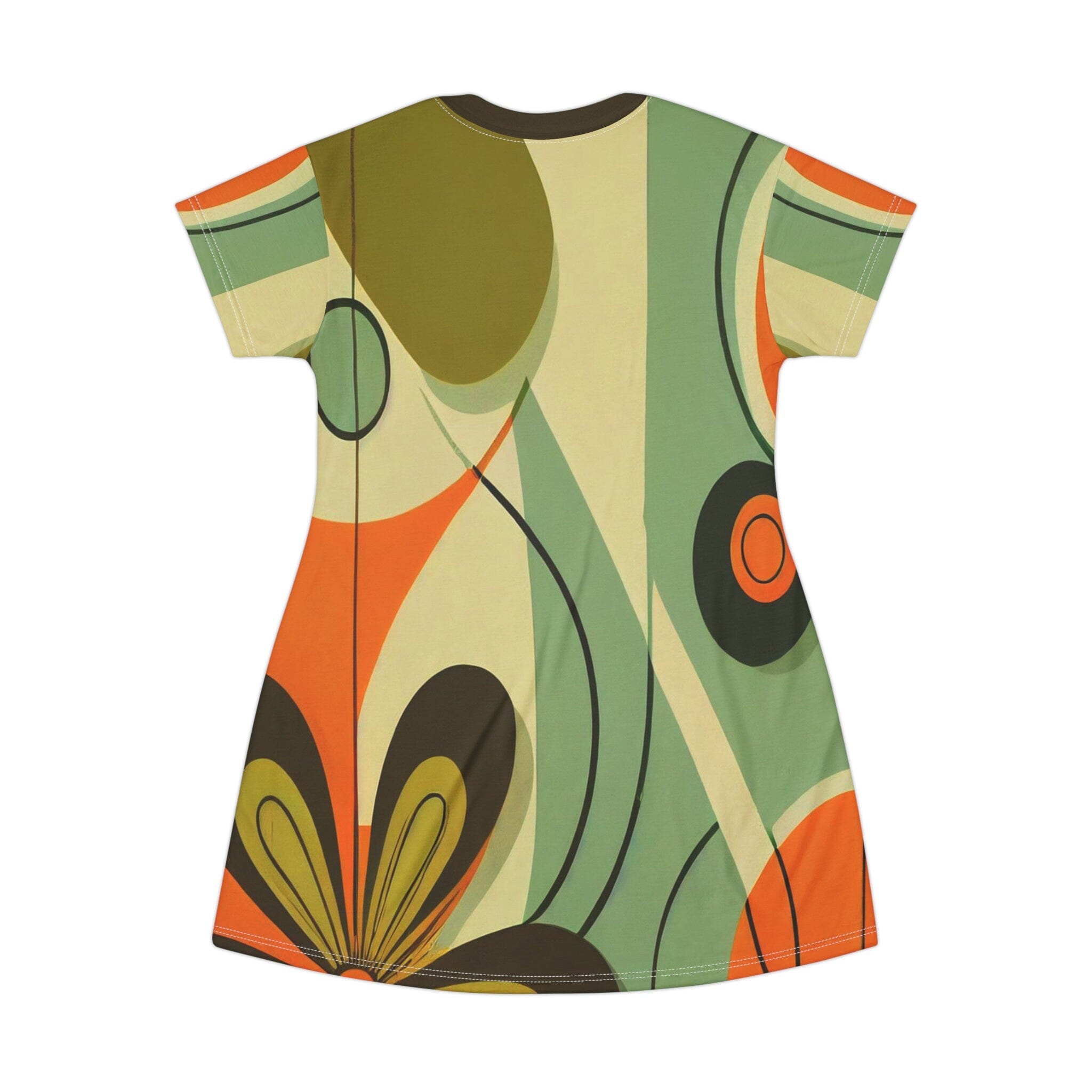 Kate McEnroe New York Groovy 60s, 70s MCM Retro Hippie Flower Power T - Shirt Dress, Mid Century Modern Hipster Boho Party Dress - 130182223Dresses16766411860931210499