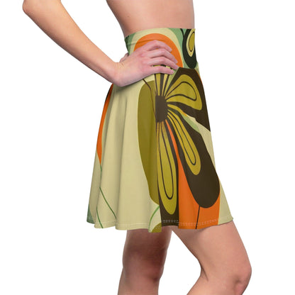 Kate McEnroe New York Groovy 60s, 70s Retro Skirt, Mid Century Modern Flower Power Disco Hipster Style Flowy Skirt - 130082223 Skirts