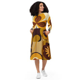 Kate McEnroe New York Groovy 60s MCM Retro Hippie Flower Power Midi Dress, Mid Century Modern Hipster Boho Party Dress - 132482823Dresses7554363_15103