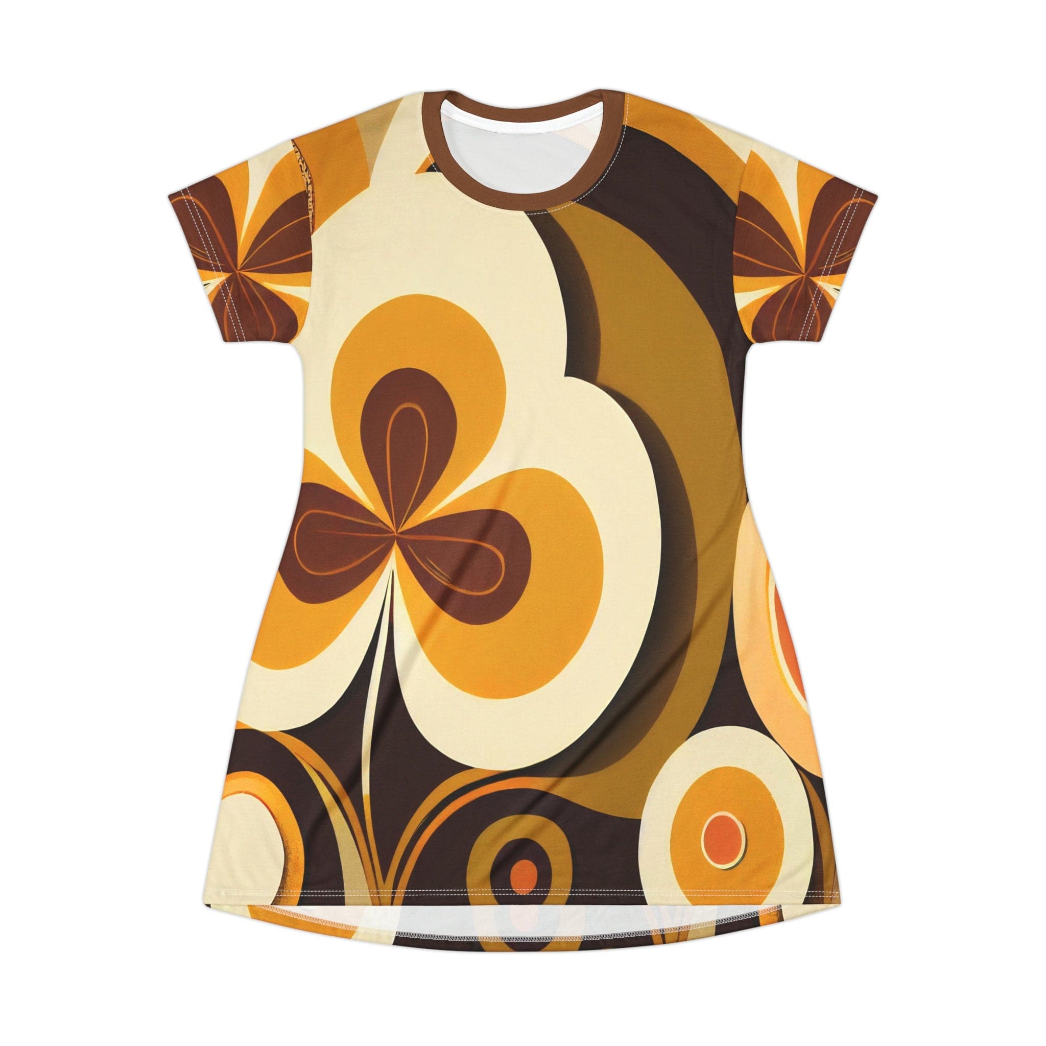 Kate McEnroe New York Groovy 60s MCM Retro Hippie Flower Power T - Shirt Dress, Mid Century Modern Hipster Boho Party Dress - 129982223Dresses79509440812453834017
