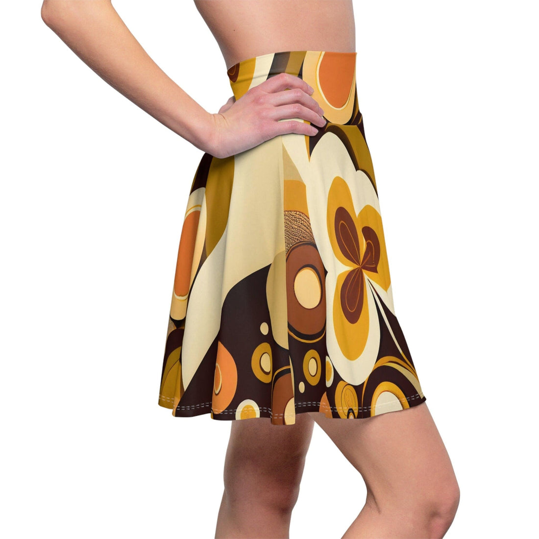 Kate McEnroe New York Groovy 60s MCM Retro Hippie MCM Flower Power Skater Skirt, Mid Century Modern Boho Disco Skirt - 129782223 Skirts