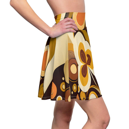 Kate McEnroe New York Groovy 60s MCM Retro Hippie MCM Flower Power Skater Skirt, Mid Century Modern Boho Disco Skirt - 129782223 Skirts