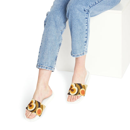 Kate McEnroe New York Groovy 60s MCM Retro Hippie Mid Mod Flower Power Slide Sandals, Perfect Holiday Stocking Stuffer - 125581523 Sandals
