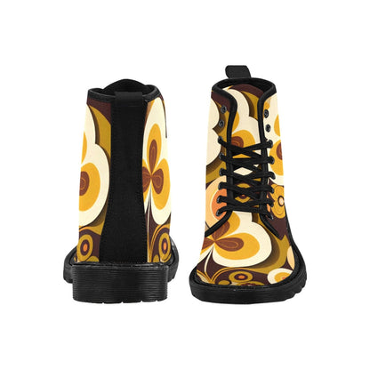 interestprint Groovy 60s MCM Retro Hippie Mid Mod Flower Power Women's Canvas Boots Boots