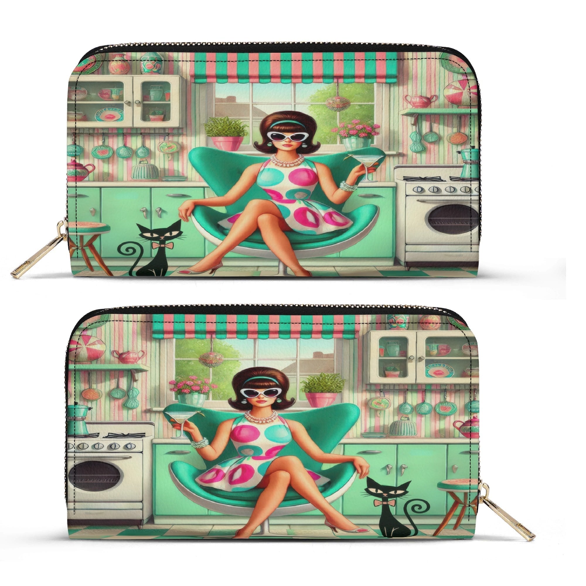 Kate McEnroe New York Groovy 60s Retro Mod Girl Kitschy Atomic Cat MCM WalletWalletsW0Z78O1W-1