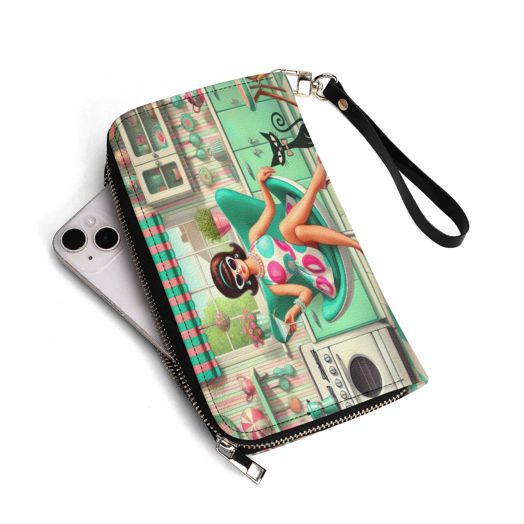 Kate McEnroe New York Groovy 60s Retro Mod Girl Kitschy Atomic Cat MCM WalletWalletsW0Z78O1W-1