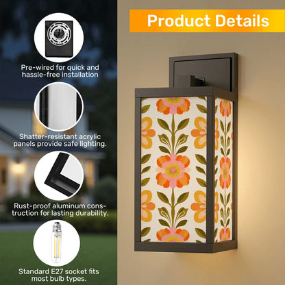 Kate McEnroe New York Groovy 60s Scandinavian Floral Outdoor Wall Sconce, Retro Mid Century Modern Porch LightOutdoor Wall LightspF3JBUqHmE