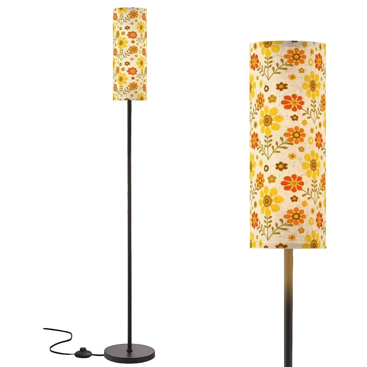 Kate McEnroe New York Groovy 70s Daisy Retro Floral Slim Floor Lamp, Mid Century Modern Lighting AccentSlim Floor LampsJpASjiCAEF