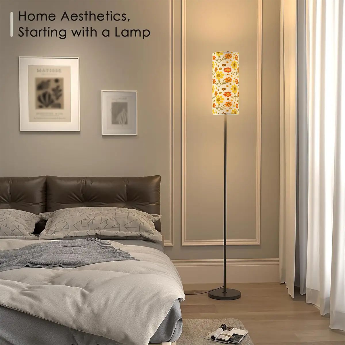 Kate McEnroe New York Groovy 70s Daisy Retro Floral Slim Floor Lamp, Mid Century Modern Lighting AccentSlim Floor LampsJpASjiCAEF