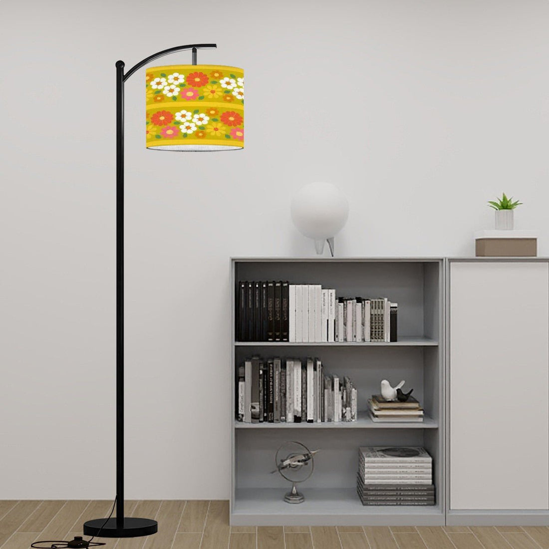 Kate McEnroe New York Groovy 70s Flower Power Arc Floor Lamp, Mid Century Modern Retro Accent LightFloor Lamps3YKN7O4fKb