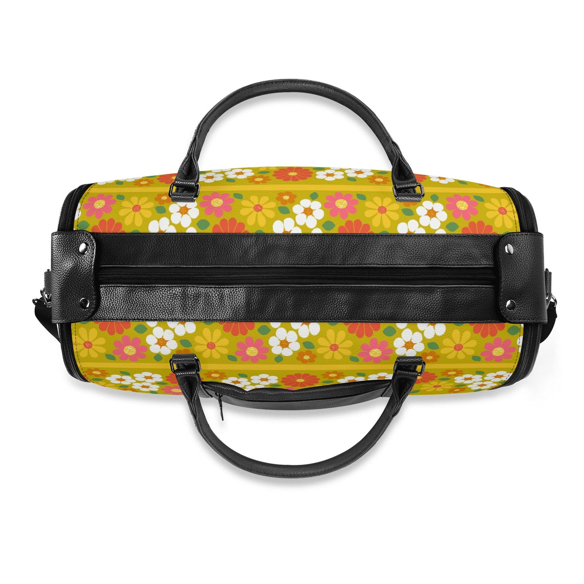Kate McEnroe New York Groovy 70s Flower Power Duffel Bag, Retro Mod Daisy Travel Weekender, Vintage Hippie LuggageDuffel BagsNM646D6W - 2