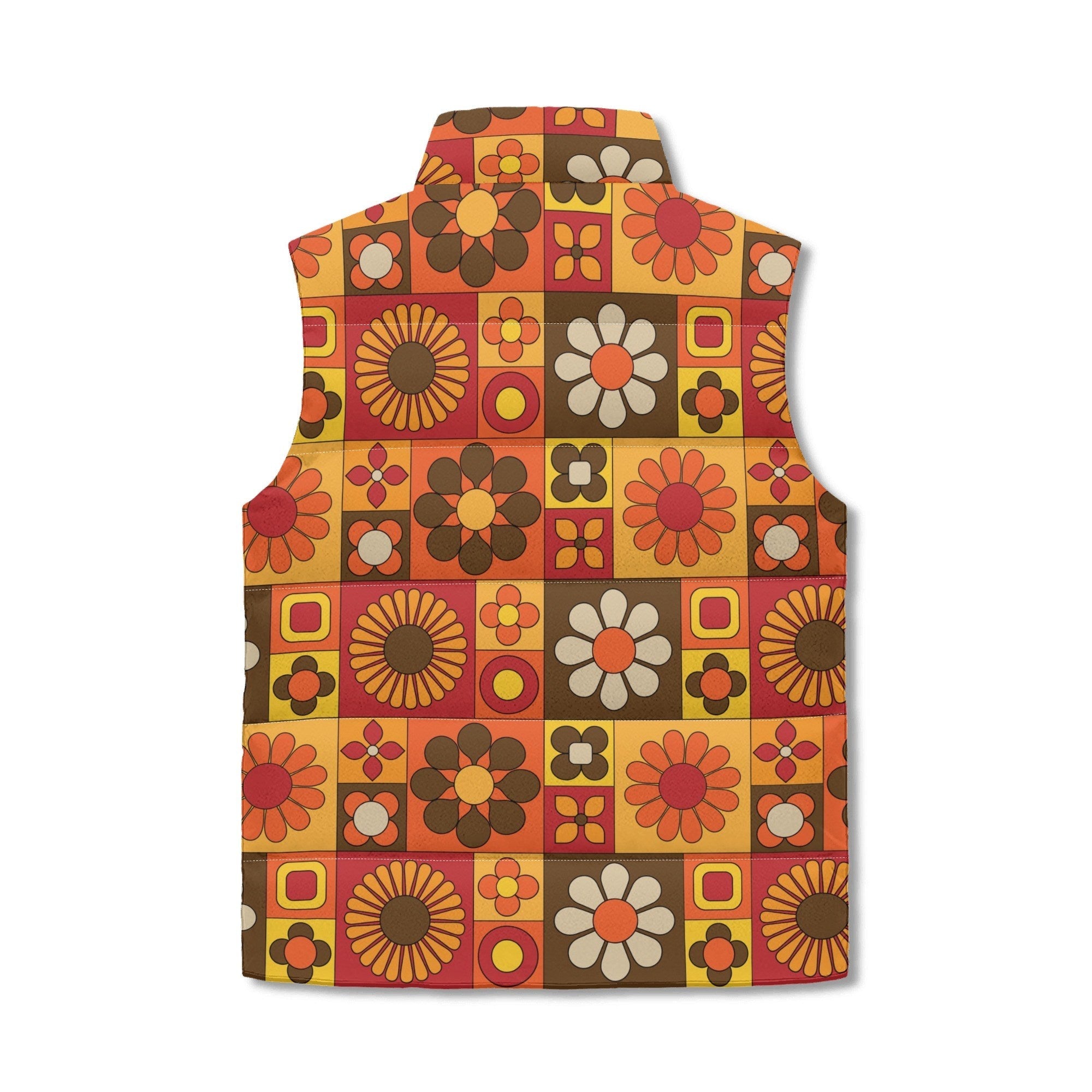 Kate McEnroe New York Groovy 70s Flower Power Mid Mod Retro Vintage Puffer VestPuffer VestsWQEGQ08W-1