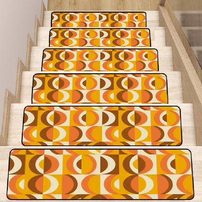 Kate McEnroe New York Groovy 70s Geometric Stair Treads, Retro Orange Brown Non Slip Step MatStair Treadsx65gZfQKiv