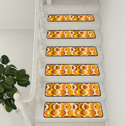 Kate McEnroe New York Groovy 70s Geometric Stair Treads, Retro Orange Brown Non Slip Step MatStair Treadsx65gZfQKiv