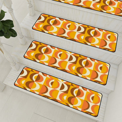 Kate McEnroe New York Groovy 70s Geometric Stair Treads, Retro Orange Brown Non Slip Step MatStair Treadsx65gZfQKiv