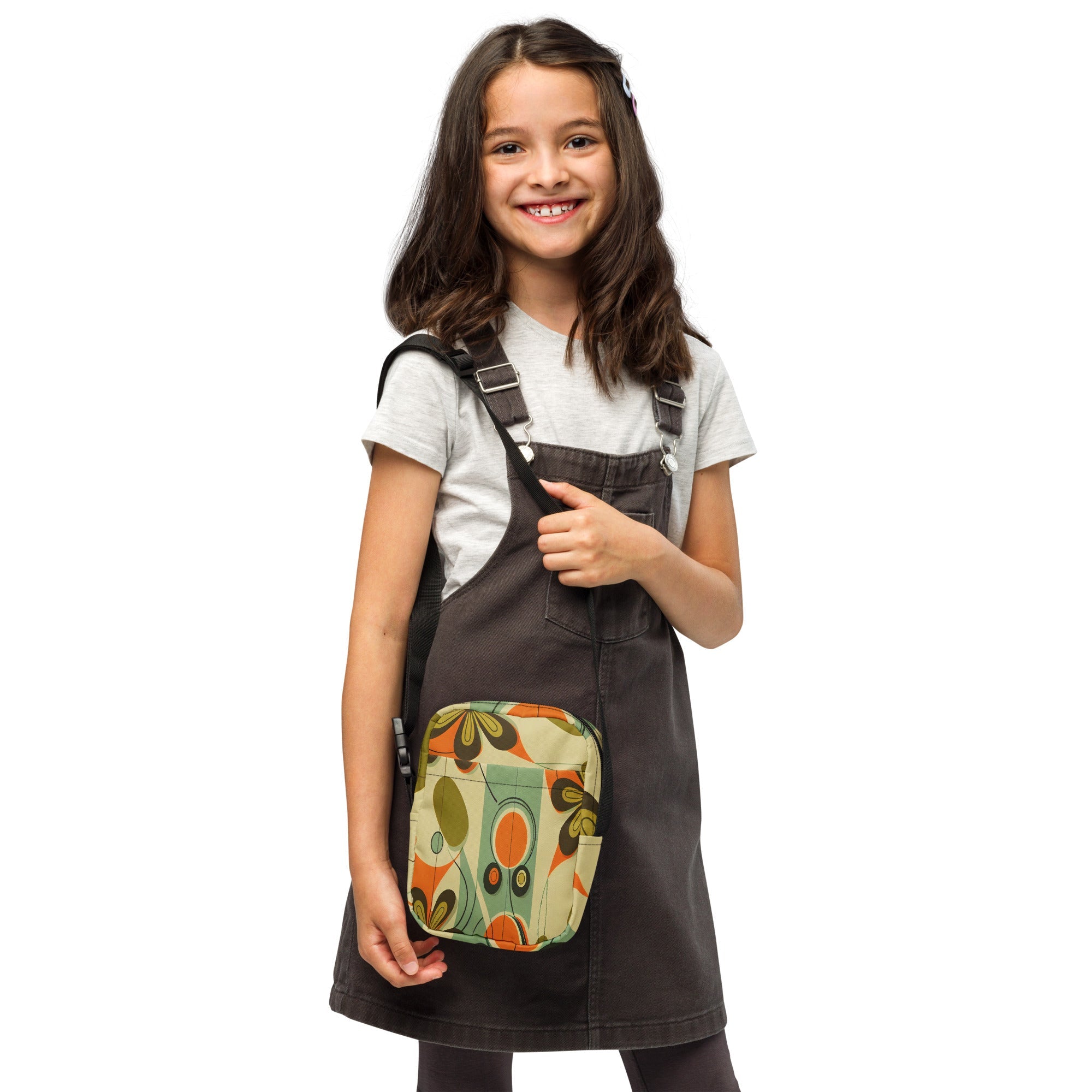Kate McEnroe New York Groovy 70s Mod Floral Crossbody Bag, Retro Mid Century Modern Sling BagCrossbody Bags8641670_19256