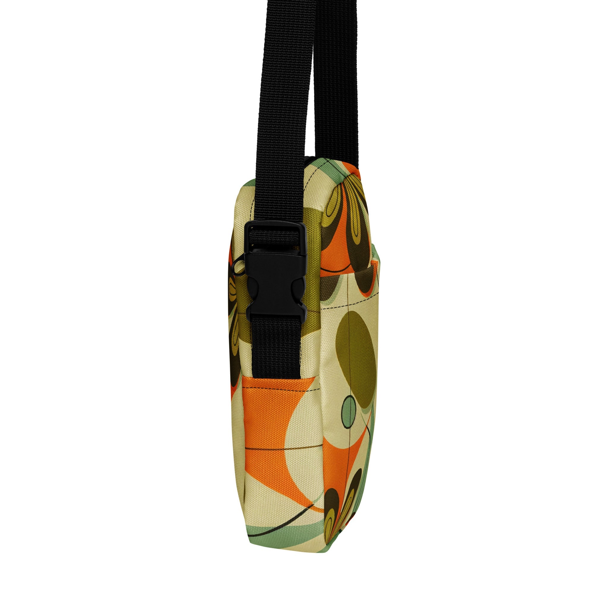 Kate McEnroe New York Groovy 70s Mod Floral Crossbody Bag, Retro Mid Century Modern Sling BagCrossbody Bags8641670_19256