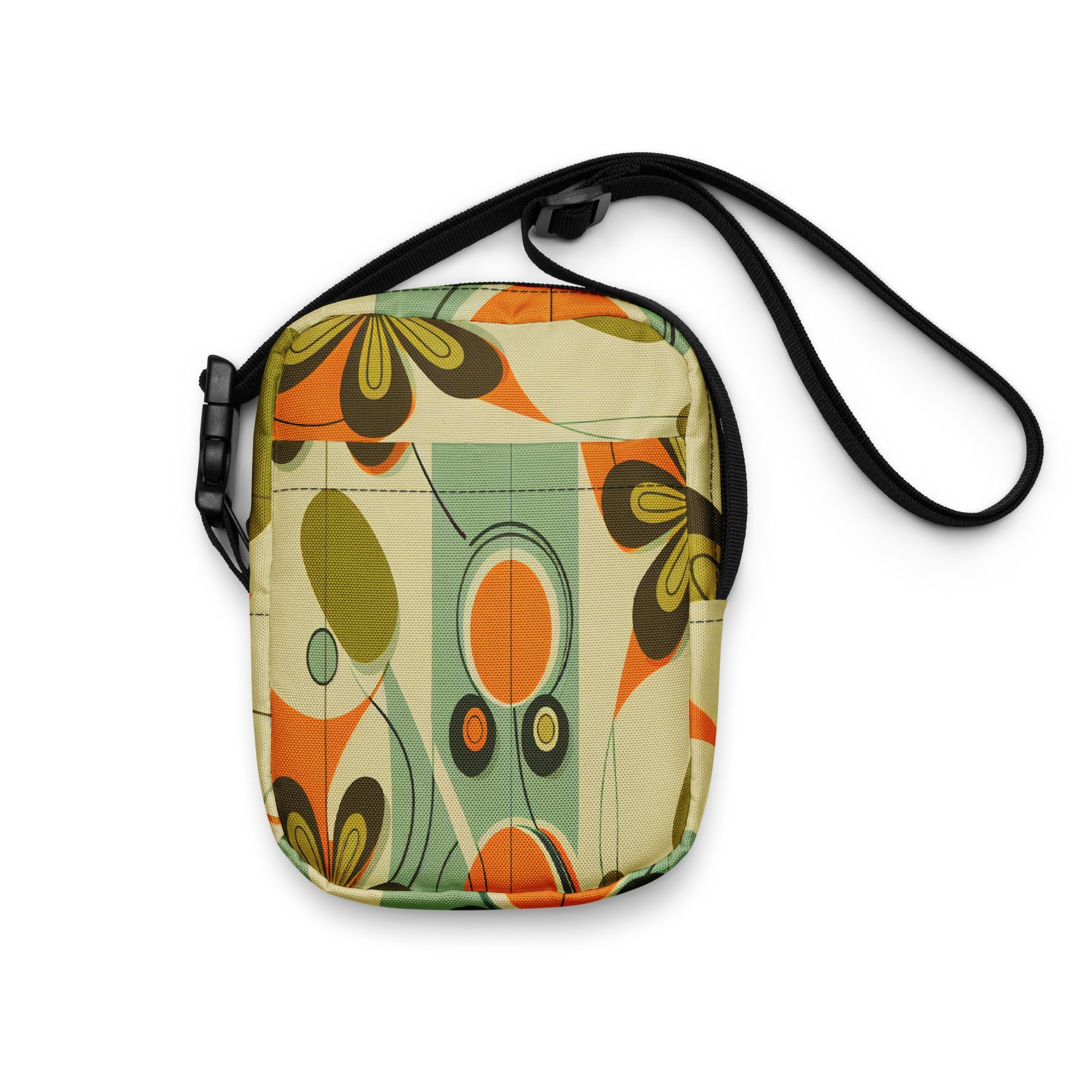 Kate McEnroe New York Groovy 70s Mod Floral Crossbody Bag, Retro Mid Century Modern Sling BagCrossbody Bags8641670_19256