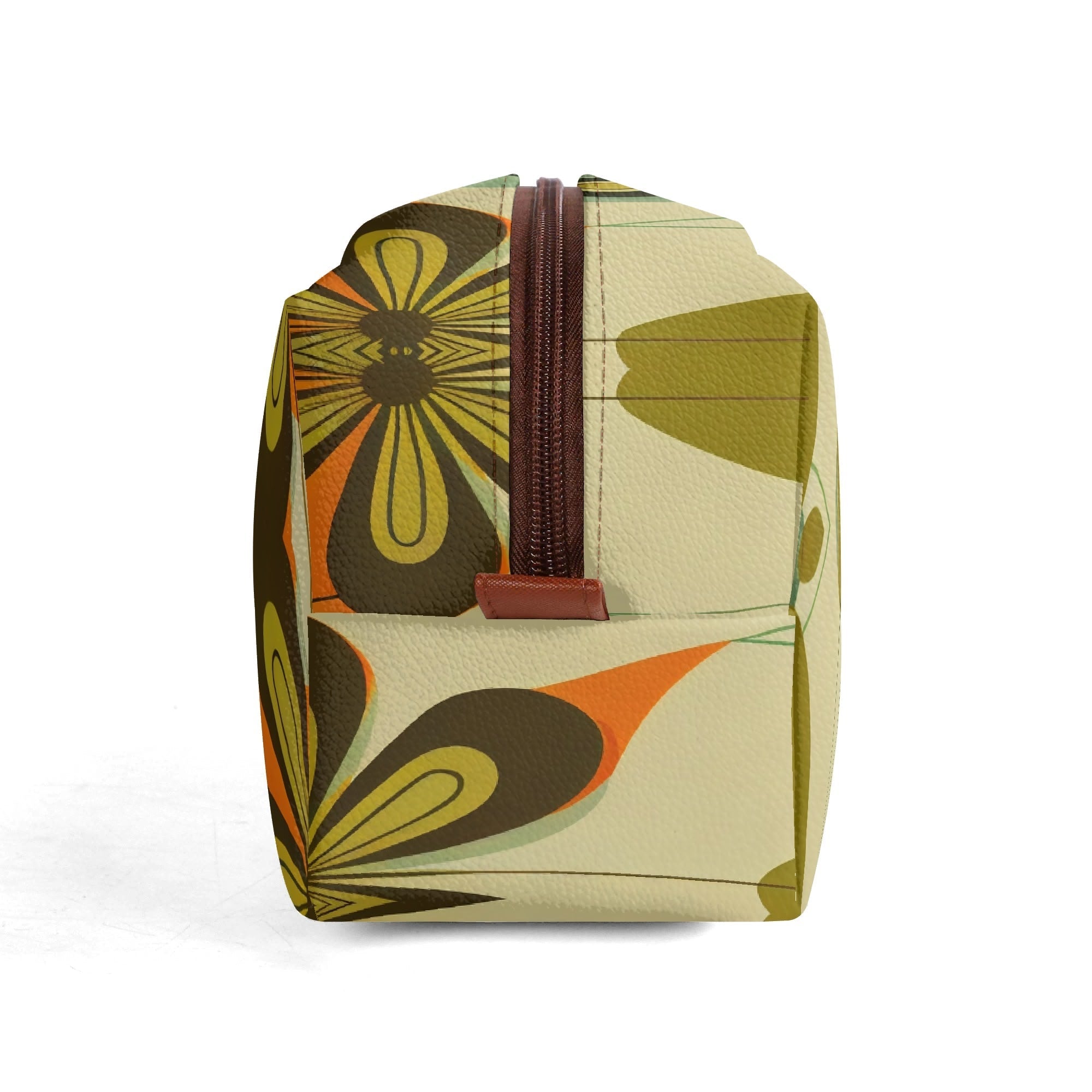Kate McEnroe New York Groovy 70s Mod Floral Makeup Bag, Retro Mid Century Modern Dopp KitCosmetic &amp; Toiletry BagsWJ2D867W-1