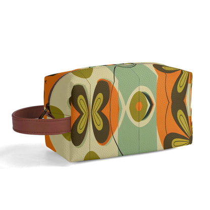 Kate McEnroe New York Groovy 70s Mod Floral Makeup Bag, Retro Mid Century Modern Dopp KitCosmetic &amp; Toiletry BagsWJ2D867W-1