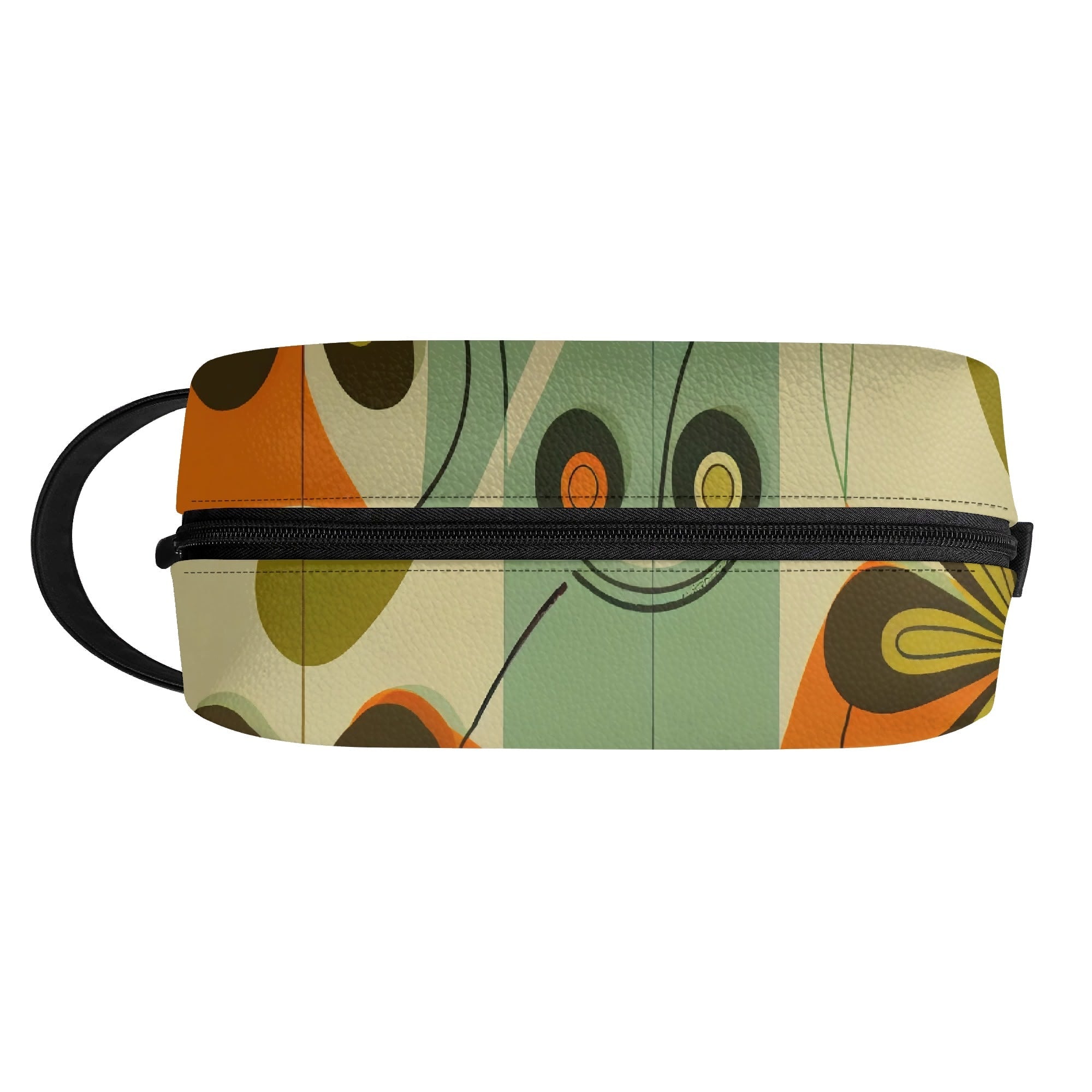 Kate McEnroe New York Groovy 70s Mod Floral Makeup Bag, Retro Mid Century Modern Dopp KitCosmetic &amp; Toiletry BagsWJ2D867W-2