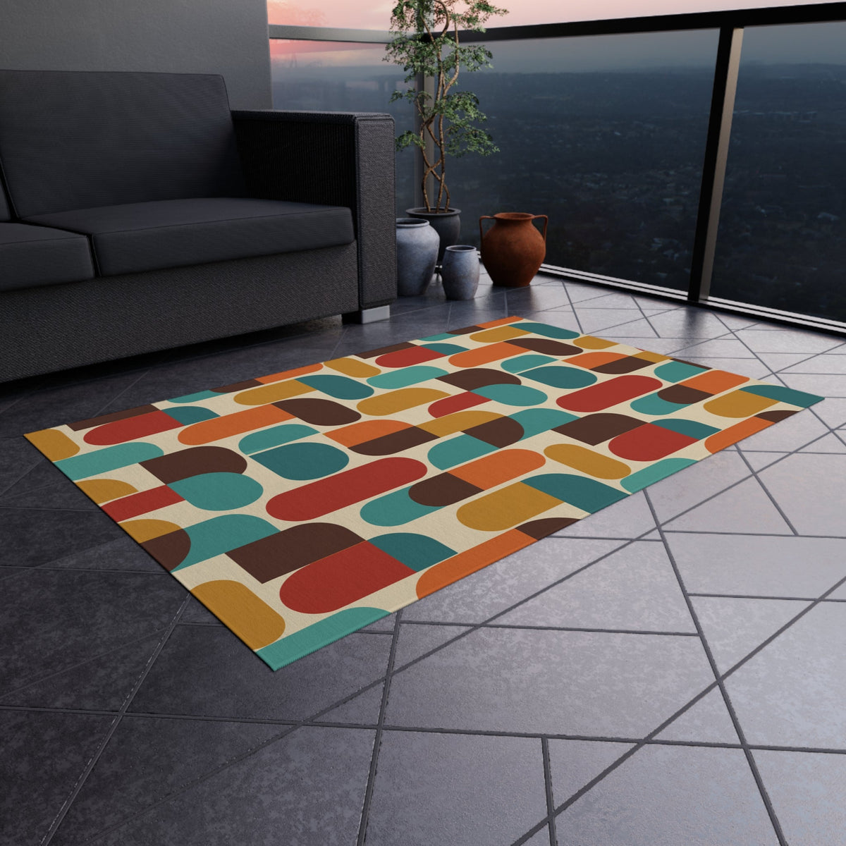 Kate McEnroe New York Groovy 70s Mod Geometric Mid Century Modern Outdoor Patio RugRugs26645213469644142460