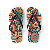 Kate McEnroe New York Groovy 70s Psychedelic Flip Flops, Retro Sunburst Beach SandalsFlip Flops21785524579533825671