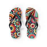 Kate McEnroe New York Groovy 70s Psychedelic Flip Flops, Retro Sunburst Beach SandalsFlip Flops32858781433987251603