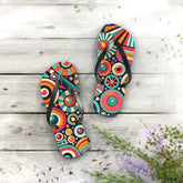 Kate McEnroe New York Groovy 70s Psychedelic Flip Flops, Retro Sunburst Beach SandalsFlip Flops33968940844774856177