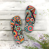 Kate McEnroe New York Groovy 70s Psychedelic Flip Flops, Retro Sunburst Beach SandalsFlip Flops33968940844774856177