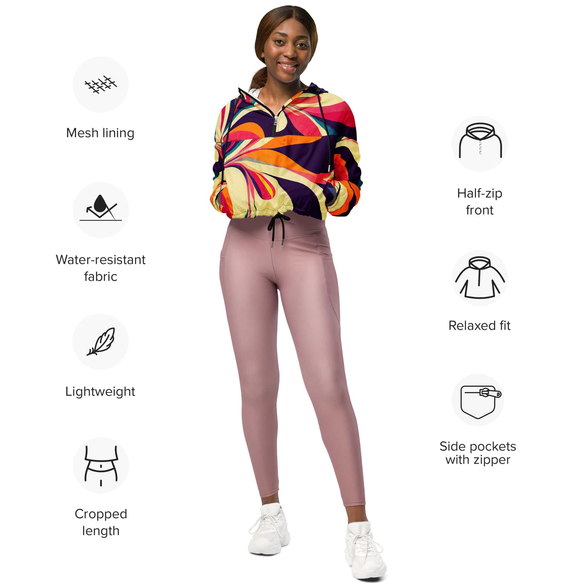 Kate McEnroe New York Groovy 70s Psychedelic Women’s cropped windbreakerJackets1688462_15800