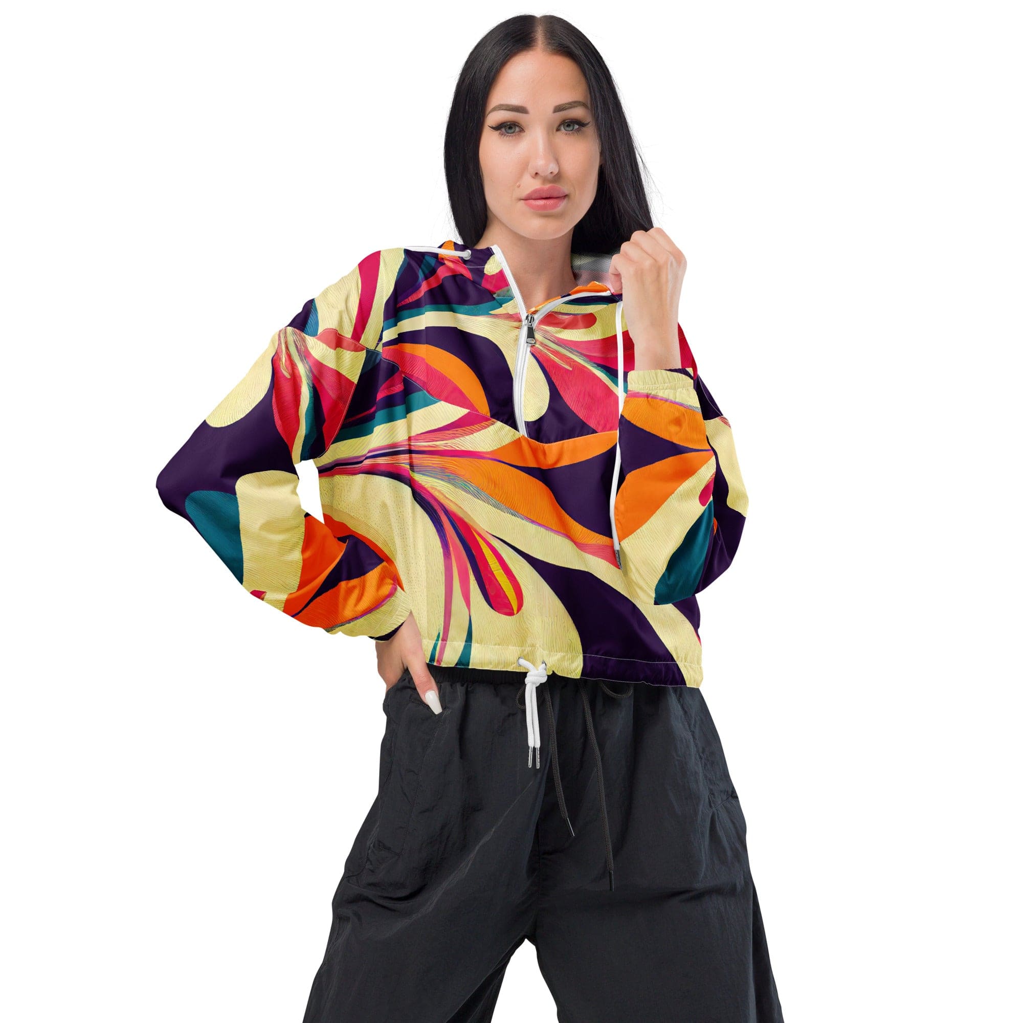 Kate McEnroe New York Groovy 70s Psychedelic Women’s cropped windbreakerJackets1688462_15800