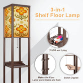 Kate McEnroe New York Groovy 70s Retro Floral Tower Lamp, Mid Century Modern Bookshelf LightLamp with ShelvesdylK4ayxzq