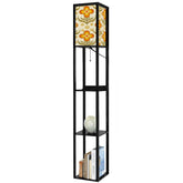Kate McEnroe New York Groovy 70s Retro Floral Tower Lamp, Mid Century Modern Bookshelf LightLamp with ShelvesdylK4ayxzq
