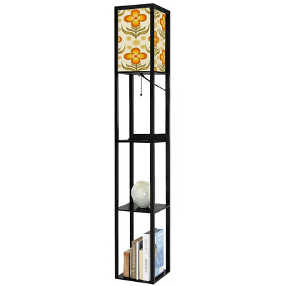 Kate McEnroe New York Groovy 70s Retro Floral Tower Lamp, Mid Century Modern Bookshelf LightLamp with ShelvesdylK4ayxzq