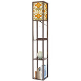 Kate McEnroe New York Groovy 70s Retro Floral Tower Lamp, Mid Century Modern Bookshelf LightLamp with ShelvesdylK4ayxzq