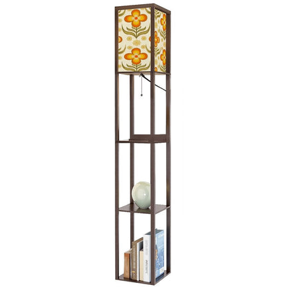 Kate McEnroe New York Groovy 70s Retro Floral Tower Lamp, Mid Century Modern Bookshelf LightLamp with ShelvesdylK4ayxzq