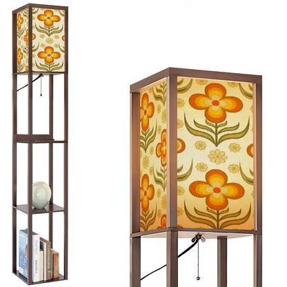 Kate McEnroe New York Groovy 70s Retro Floral Tower Lamp, Mid Century Modern Bookshelf LightLamp with ShelvesrADGLLRI6M
