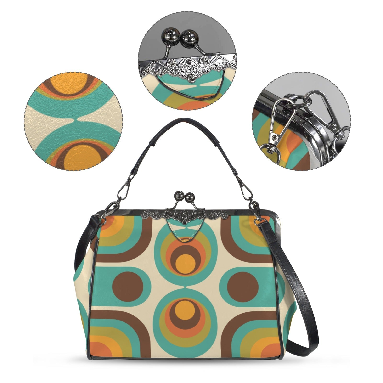 Kate McEnroe New York Groovy 70s Retro Mid Century Modern Kiss Lock PurseCrossbody BagsD3395286