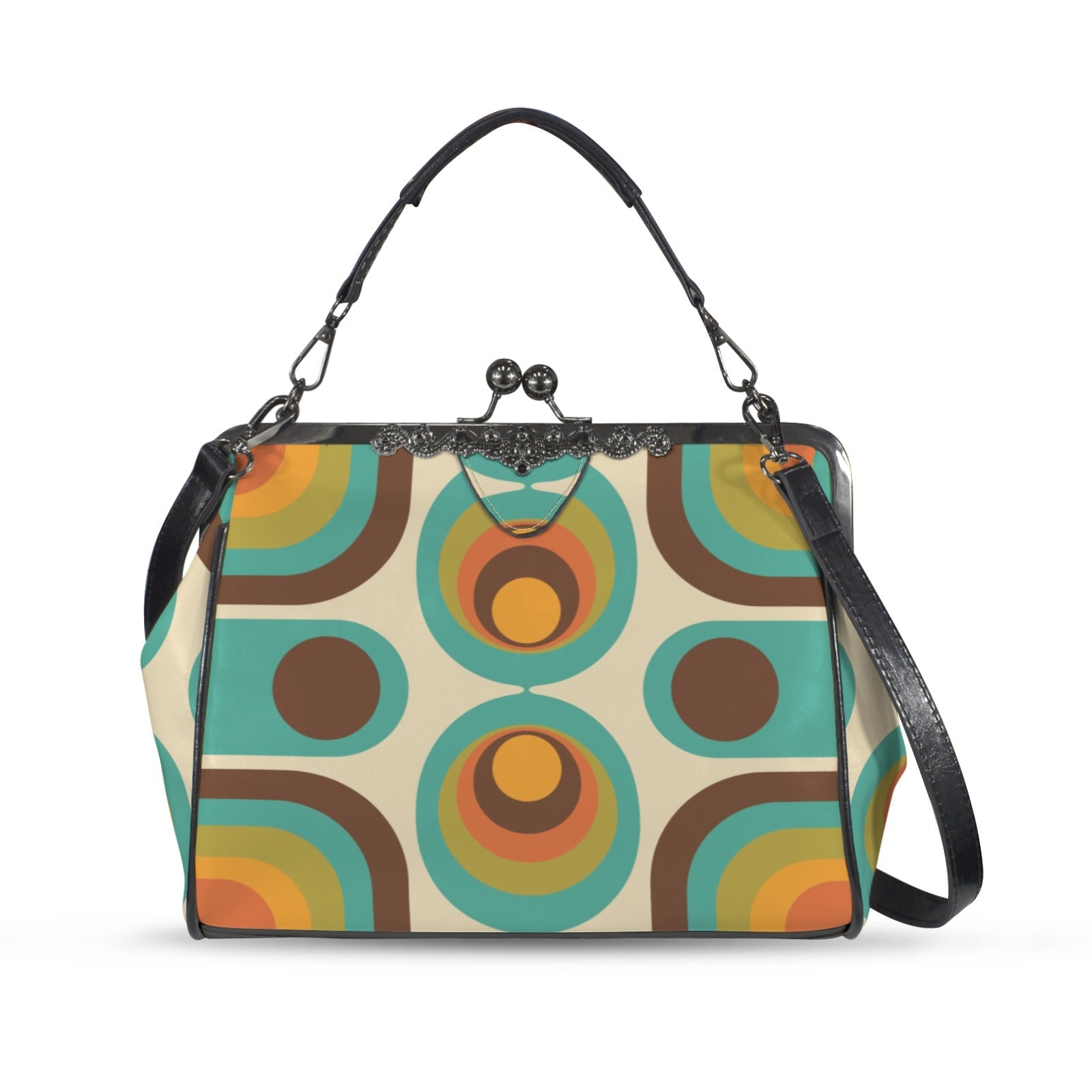 Kate McEnroe New York Groovy 70s Retro Mid Century Modern Kiss Lock PurseCrossbody BagsD3395286