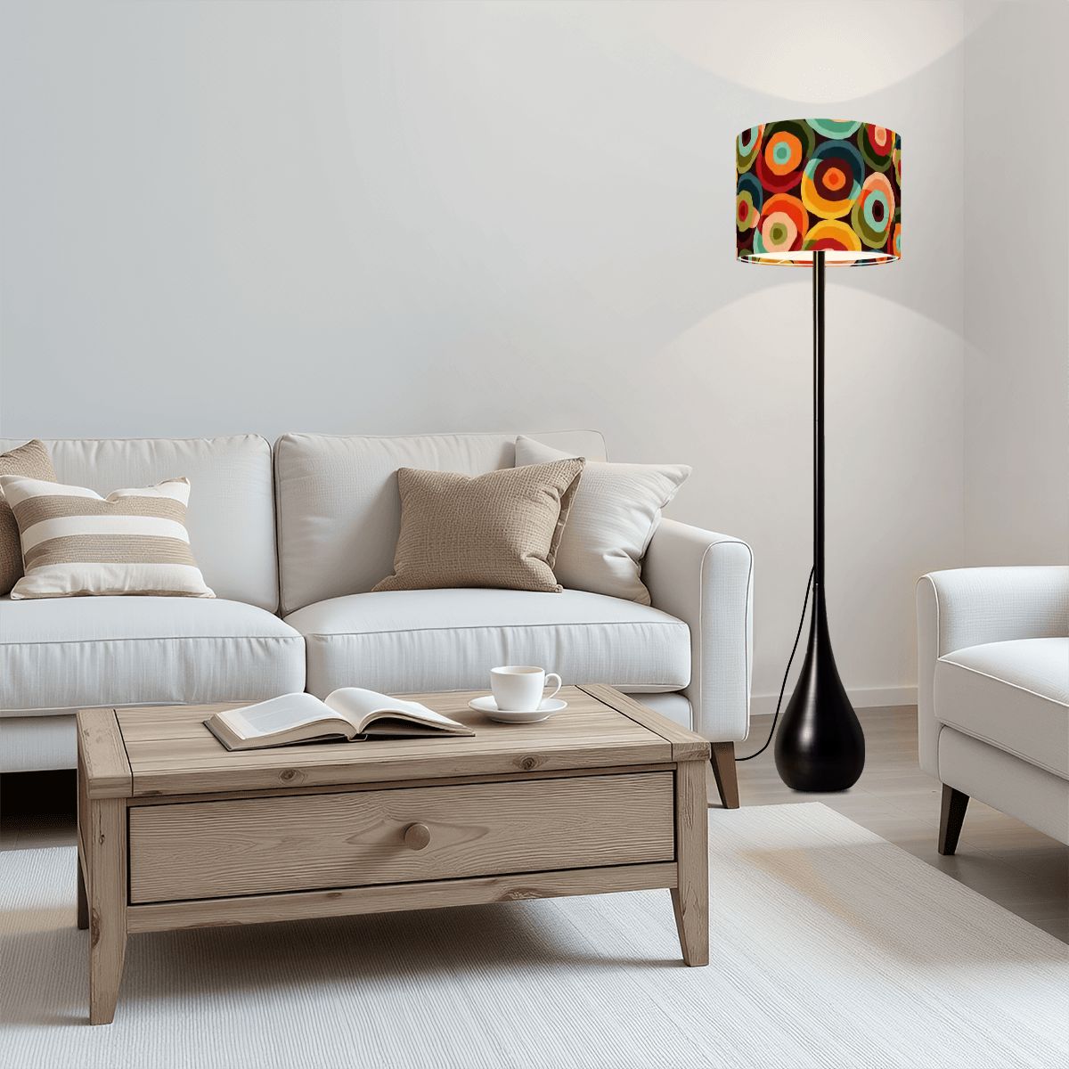 Kate McEnroe New York Groovy 70s Retro Vintage Orbs Teardrop Floor Lamp, Mid Century Modern Accent LightFloor LampsNTA18nvhkp