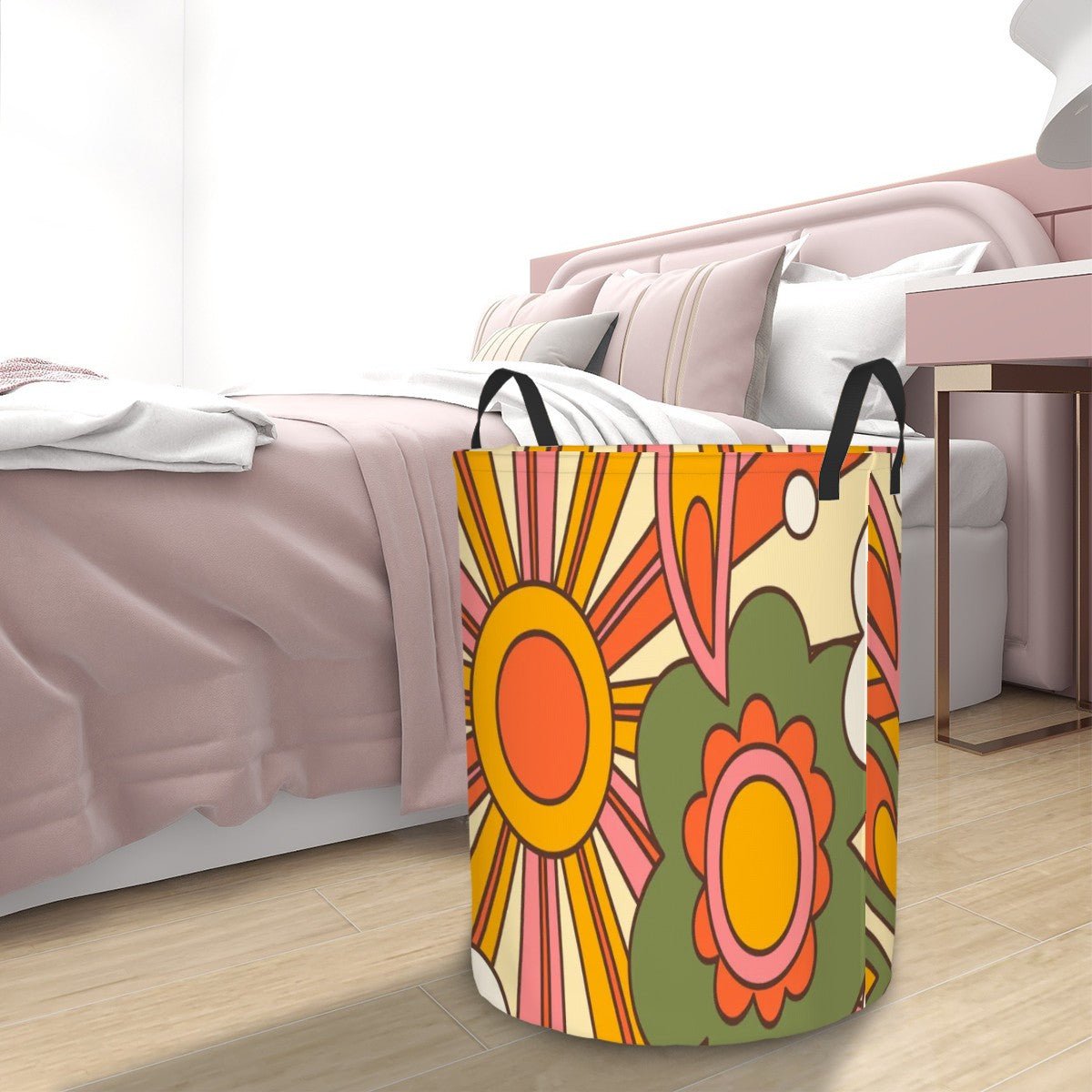 Kate McEnroe New York Groovy 70s Sunburst Laundry Basket, Retro Kitsch Storage Bin, Mid Century Modern Boho OrganizerLaundry Basketsqseu3hjO5e